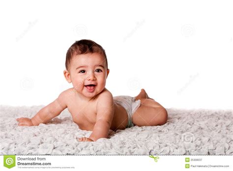 Happy Baby Laying On Belly Royalty Free Stock Photography Image 25308037