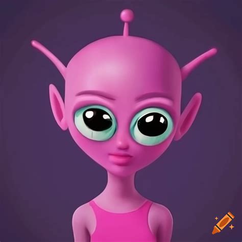 Illustration Of A Pink Alien Girl On Craiyon
