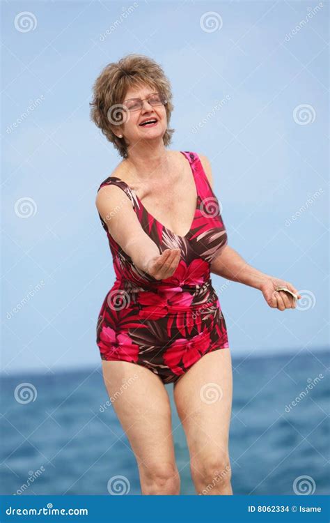 Mature Woman At The Beach Stock Photo Image Of Retired