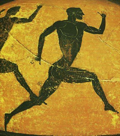Those ancient games featured running, jumping, wrestling, discus and javelin throwing. Black-Figure Vase Painting: Athletes Running | Ancient ...