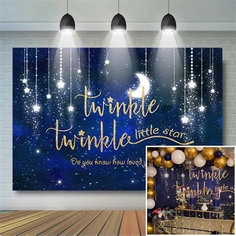 Twinkle Little Star Backdrop Starry Moon Space Photography Background