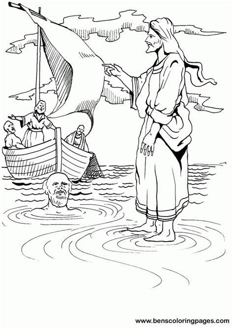 Peter Walking On Water Coloring Page Coloring Pages