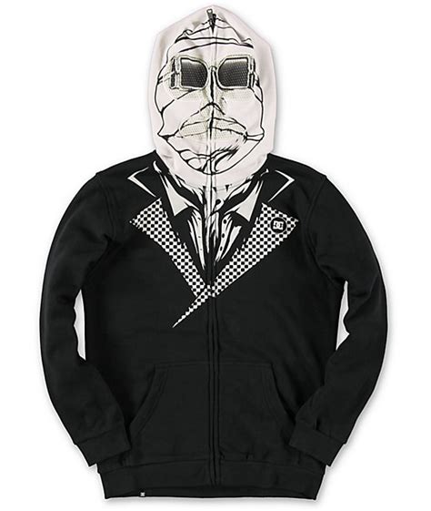 Dc Boys Invisible Black Full Zip Face Mask Hoodie Zumiez
