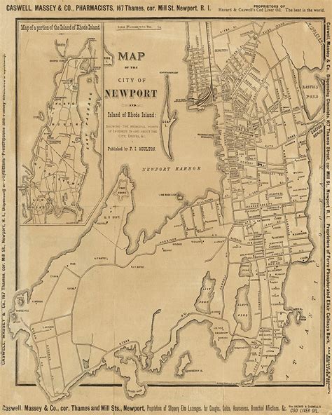 1800s Vintage Map Of Newport Ri Rhode Island Digital Art By Toby