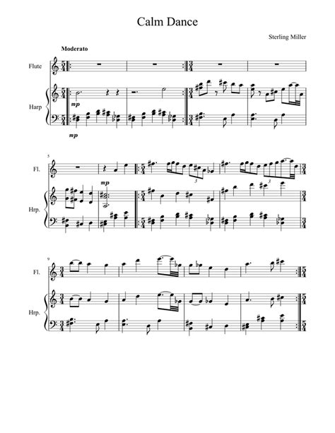 Calm Dance Sheet Music For Flute Harp Mixed Duet