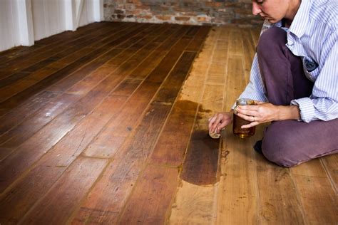 Apply the stain with a foam applicator pad in the direction of the wood grain. How to Restore Real Hardwood Floors - HomeSelfe