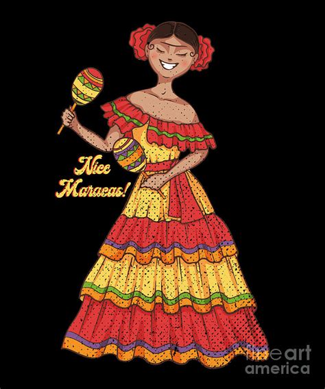 Mexican Girl Dancing Maracas Player Sombrero T Digital Art By Thomas