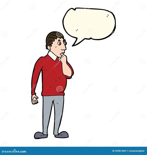 Cartoon Curious Man With Speech Bubble Stock Illustration