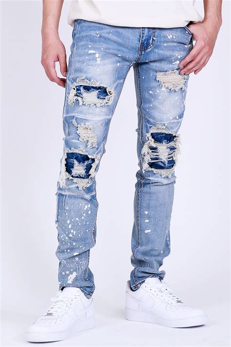 Patched Ripped Jeans Blue30 S Patched Jeans Ripped Jeans 5 Pocket