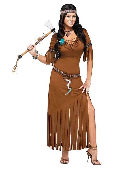 Womens Native American Fancy Costume Dress Pocahontas Red Indian Wild