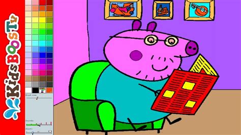 PEPPA PIG Coloring Book Pages Daddy Pig Reading A Newspaper At Home