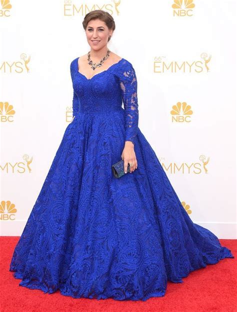 Mayim Bialik In Oliver Tolentino At The Emmys Sheer Dress Mayim