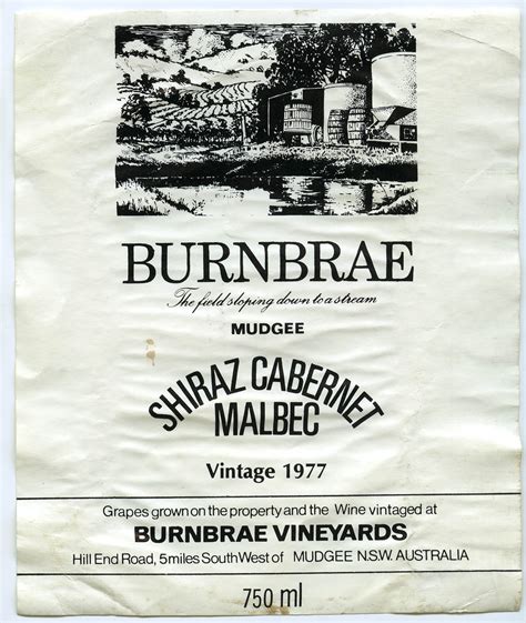 Burnbrae Vineyards Mudgee Label 1977 Living Histories