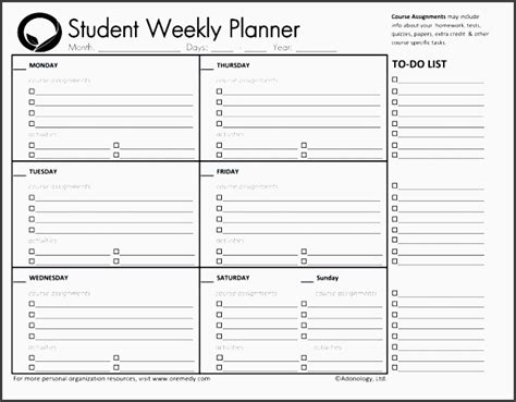 assignment planer template sampletemplatess