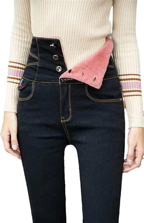 Lazutom Womens Winter Warm Fleece Lined Skinny Jeans High Rise Stretch Slim Fit Warm Jeggings