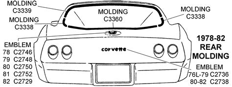 1978 82 Rear Molding Diagram Diagram View Chicago Corvette Supply
