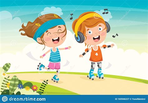 Little Child Playing Football Outdoor Stock Vector