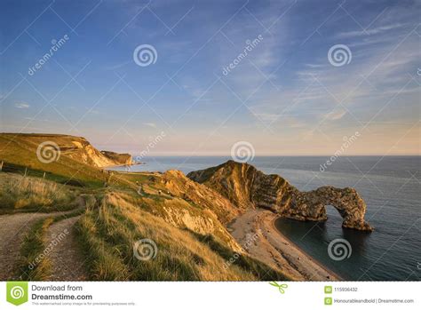 Beautiful Landscape View Of Durdle Door On The Jurassic Coast At Stock