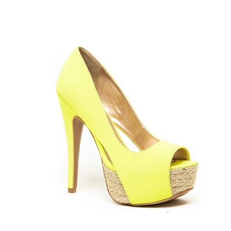 Confess 135 Neon Yellow Neon Yellow Heels Stiletto Heels