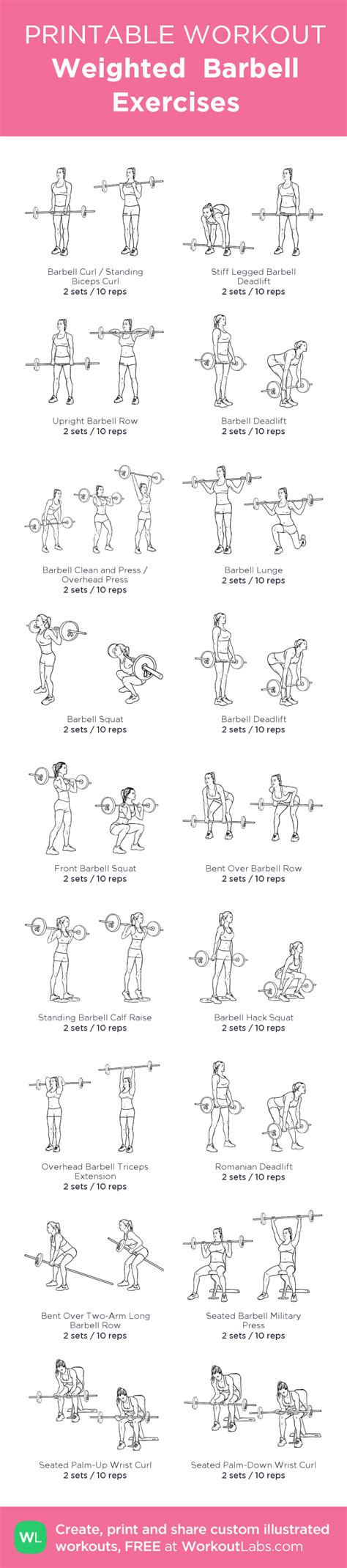 Weighted Barbell Exercises Barbell Workout Exercise Workout
