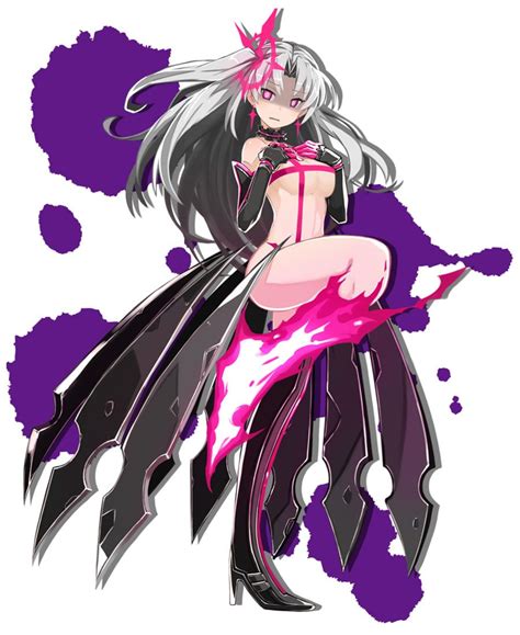 An Anime Character With White Hair And Black Legs Holding A Pink Flame