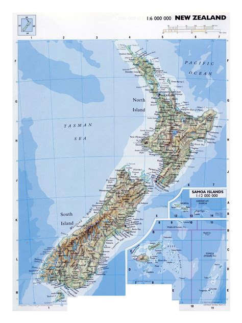 Large detailed map of New Zealand with relief, roads, railroads, cities ...
