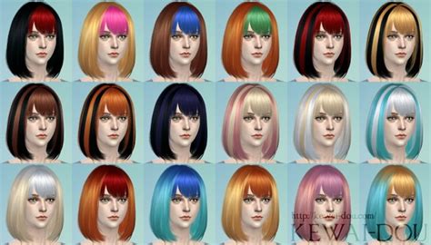 Sims 4 Hairs Kewai Dou Cecile Bob With Bangs Hairstyle