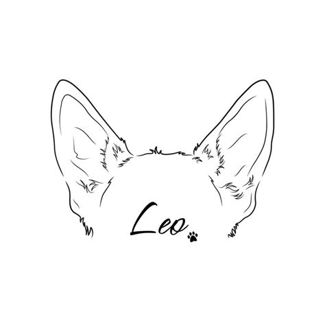 Dog Tattoo Custom Pet Ear Outline Puppy Ears Dog Line Art Etsy