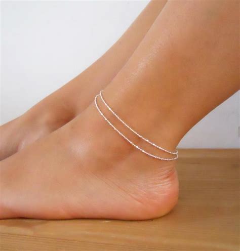Silver Chain Anklet Sterling Silver Anklet Beaded Anklets 925