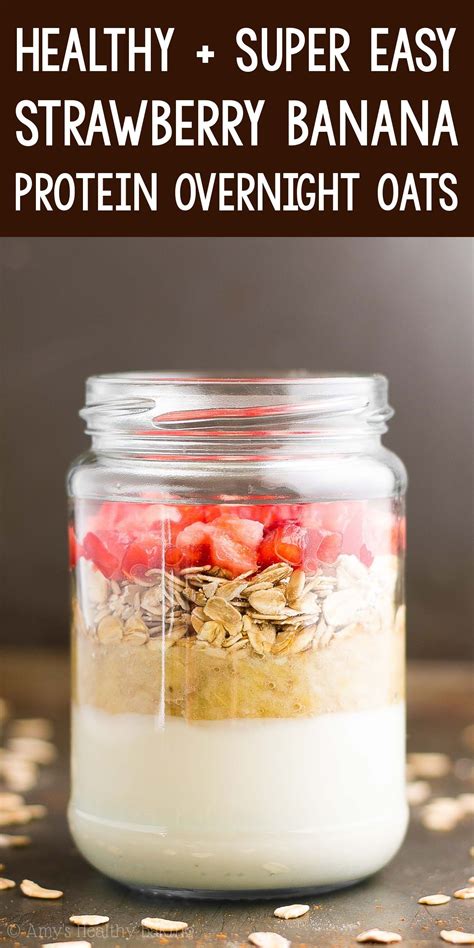 By combining the oats with yogurt, and leaving. Healthy Strawberry Banana Bread Protein Overnight Oats in 2020 | Protein overnight oats, Healthy ...
