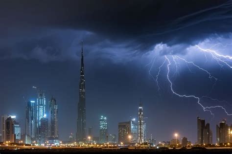Incredible Photos Reveal Horizontal Lightning Striking Behind Dubai