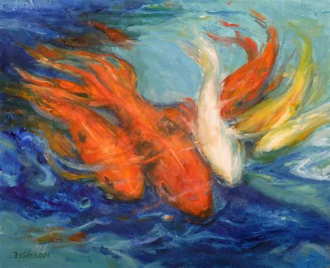 Daily Painters Of Arkansas Koi In Pooldebra Sisson Oil Painting Fish