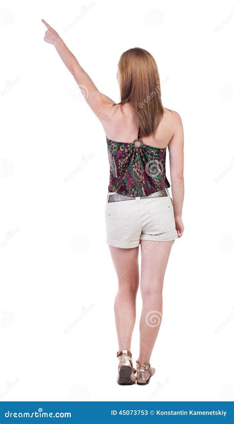 Back View Of Pointing Woman Stock Image Image Of Isolated Female