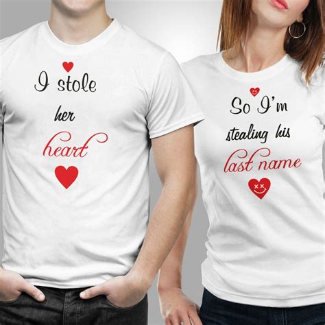 Maybe you would like to learn more about one of these? #funnyshirts New Couple Matching t shirt Stole Heart ...