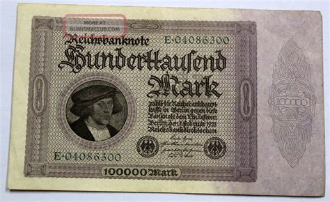 However, it is unknown when these were printed. 1923 100, 000 Mark Germany Currency Reichsbanknote Unc German Banknote Bill Cash