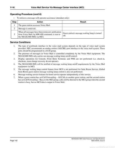 Nec Neax 2400 Imx Hotel Features And Specifications Page 16