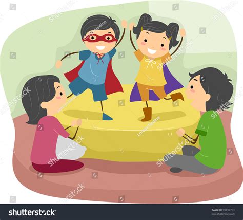 Illustration Kids Doing Role Play Front Stock Vector 99199763