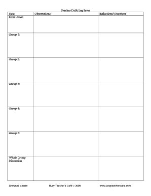 But they can also be complicated to teach, with many moving parts to any. Teacher Observation Log - Fill Online, Printable, Fillable, Blank | PDFfiller