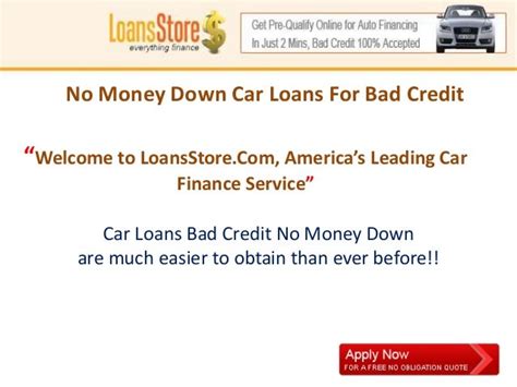 No Money Down Car Loans For Bad Credit