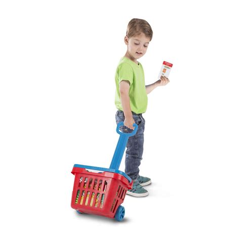 Melissa And Doug Fill And Roll Grocery Basket Play Set With Play Food
