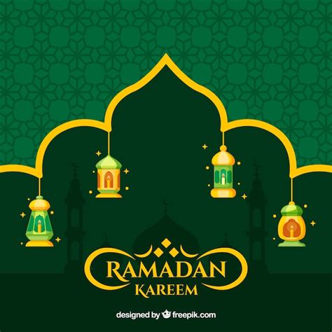 Premium Vector Ramadan Background With Lamps And Ornaments