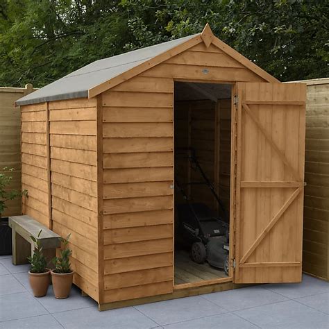 Forest Garden 8x6 Apex Dip Treated Overlap Wooden Shed With Floor Diy
