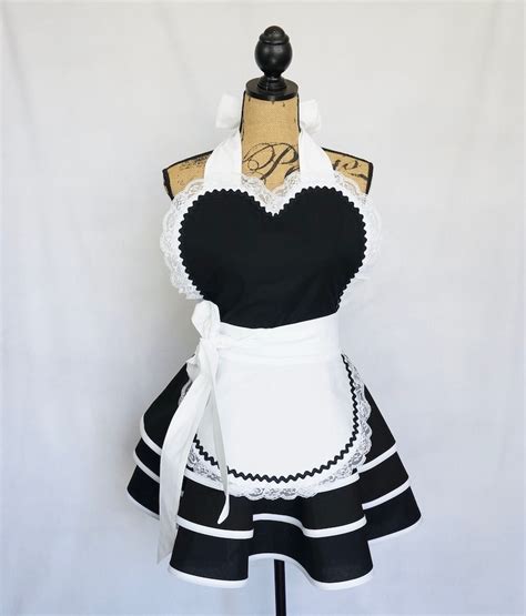retro style apron french maid theme vintage style full size apron dress up made to order etsy