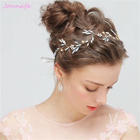 jonnafe pretty opal crystal wedding headband bridal hair vine accessories gold women headpiece
