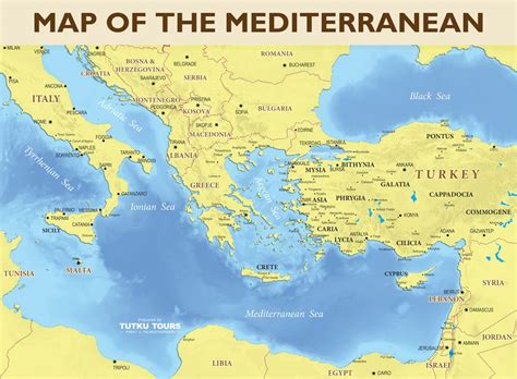TUTKU TOURS - MEDITERRANEAN MAPS - Map of the Eastern Mediterranean