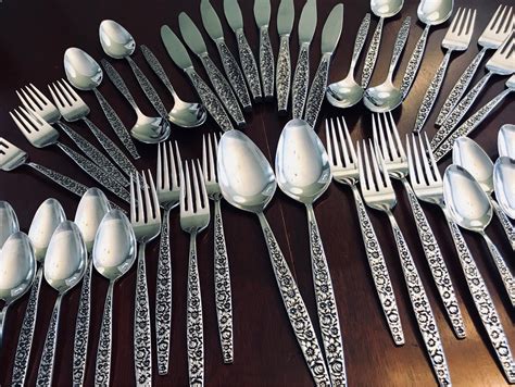Vintage Floral Stainless Flatware Dubonnet By International Silver Co