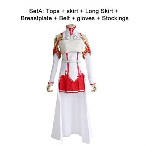 Anime Sword Art Online Asuna Yuuki Cosplay Costume Women Sao Dress