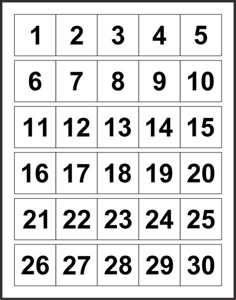 10 Best Printable Number Chart 1 30