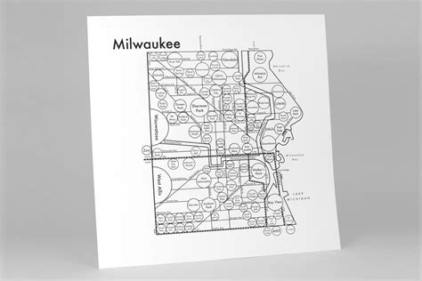 milwaukee map neighborhood map 17 5x17 5 screen etsy