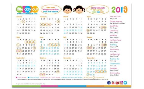 Singapore Public And School Holidays Calendar 2019 School Holiday